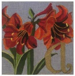 click here to view larger image of Golden Letters - A for Amaryllis (hand painted canvases)