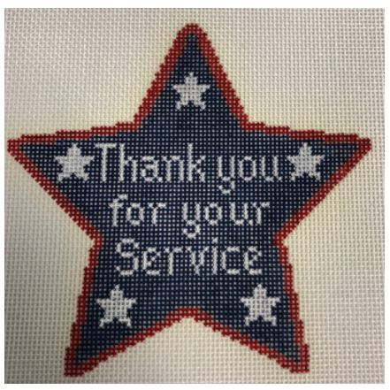 click here to view larger image of Thank You for Your Service Star - Blue/White (hand painted canvases)