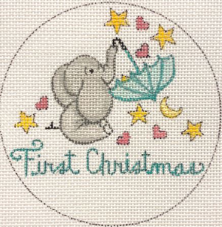 click here to view larger image of Elephant/Stars Babies First Christmas (hand painted canvases)