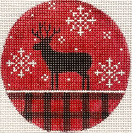 click here to view larger image of Deer/Red Plaid (hand painted canvases)