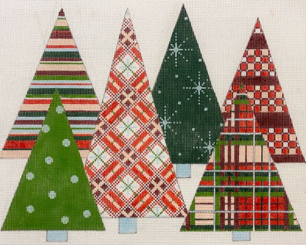 click here to view larger image of Patterned Christmas Trees (hand painted canvases)