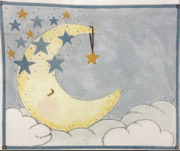 click here to view larger image of Sleeping Moon Boy Birth Announcement (hand painted canvases)