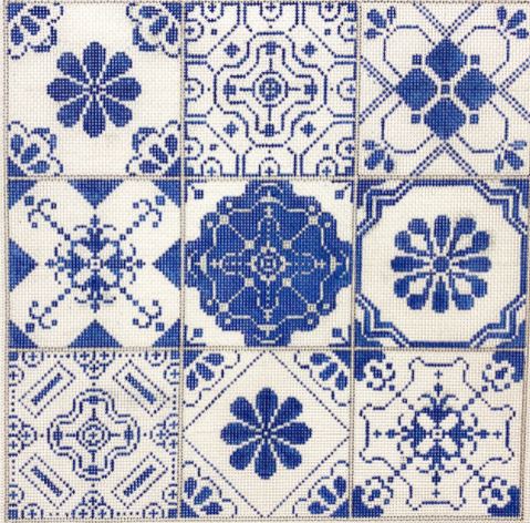 click here to view larger image of Blue Tiles (hand painted canvases)