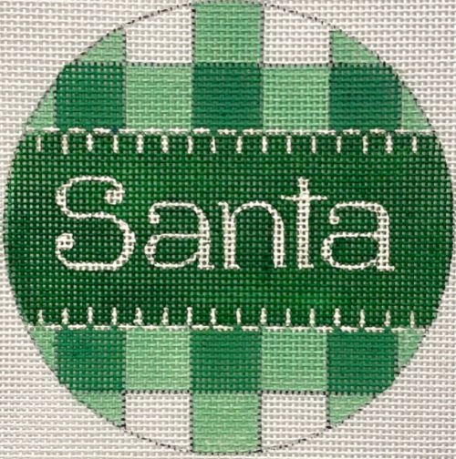 click here to view larger image of Green Gingham - Santa (hand painted canvases)