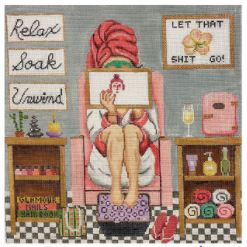 click here to view larger image of Stitching Girl - Spa Girl (hand painted canvases)