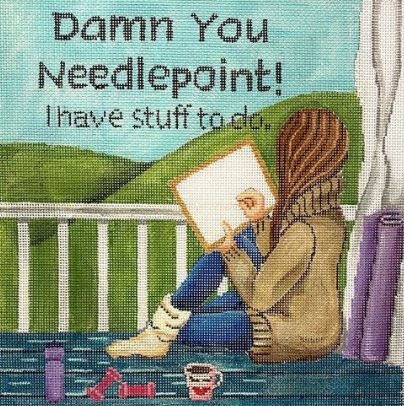 click here to view larger image of Damn You Needlepoint (hand painted canvases)