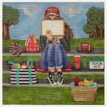 click here to view larger image of Stitching Girl - Football Mom (hand painted canvases)