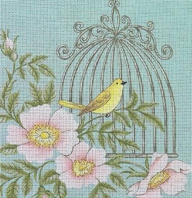 click here to view larger image of Bird in Cage (hand painted canvases)
