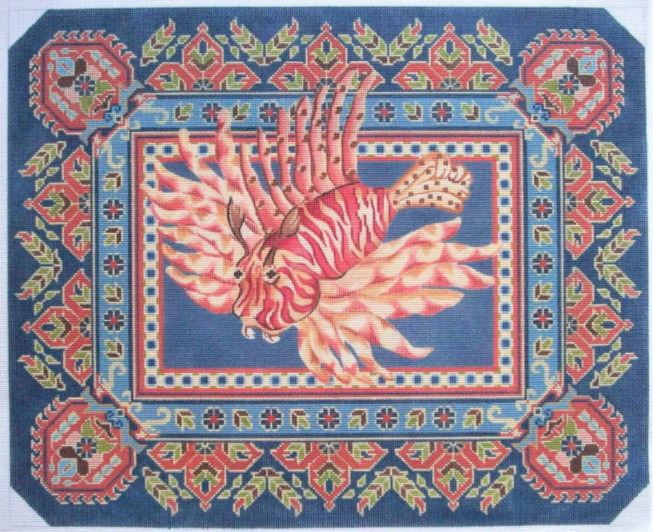 click here to view larger image of Lionfish w/Heriz Border (hand painted canvases)