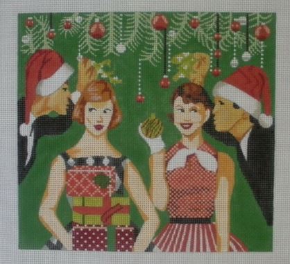 click here to view larger image of Mistletoe Girls (hand painted canvases)