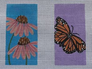 click here to view larger image of Coneflower/Monarch Eyeglass Case (hand painted canvases)