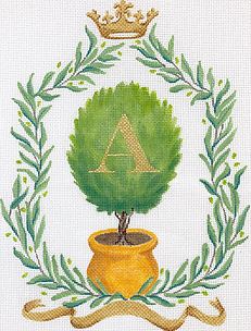click here to view larger image of Olive Branches w/Olive Topiary/Crown/Gold Ribbon (hand painted canvases 2)