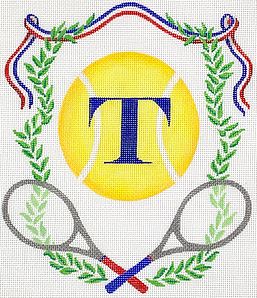 click here to view larger image of Tennis Monogram Crest (hand painted canvases 2)