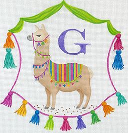click here to view larger image of Llama w/Blanket/Tassels (hand painted canvases 2)