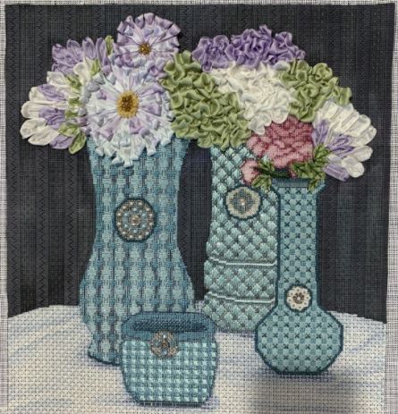 click here to view larger image of Vintage Vases (hand painted canvases)