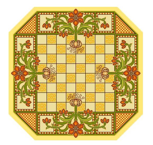 click here to view larger image of Botanica Game Board - Gold/Red/Green (hand painted canvases)