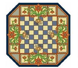 click here to view larger image of Botanica Game Board - Blue/Red/Parchment (hand painted canvases)