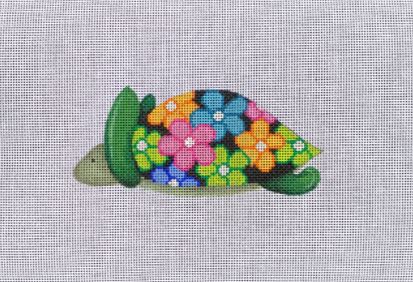 click here to view larger image of Turtle w/Mod Floral (hand painted canvases)