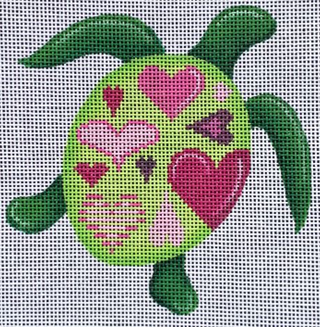 click here to view larger image of Turtle w/Hearts (hand painted canvases)