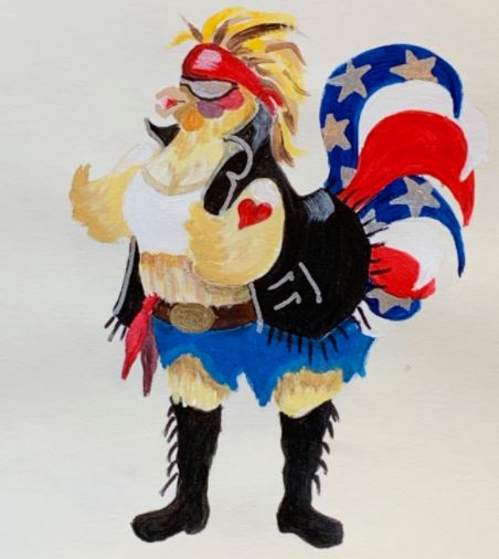 click here to view larger image of Hen - Biker Chick (hand painted canvases)