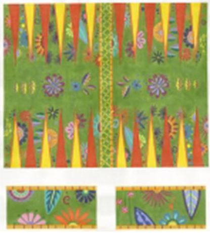 click here to view larger image of Border Garden Backgammon Set (hand painted canvases)