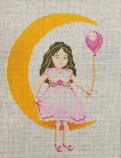 click here to view larger image of Girl in Crescent Moon (hand painted canvases)
