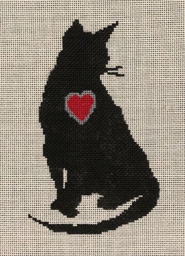 click here to view larger image of Cat w/Heart (hand painted canvases)