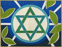 click here to view larger image of Blue/Green Leaves Tallis Bag (hand painted canvases)