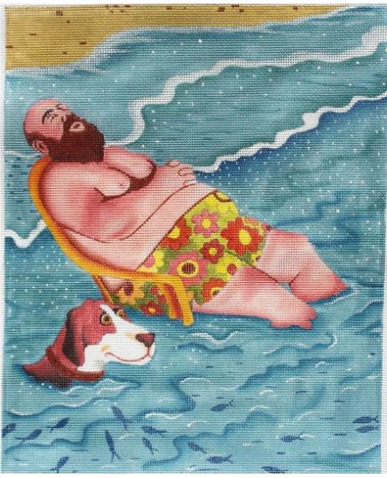 click here to view larger image of Francesco Relaxing at the Beach (hand painted canvases)