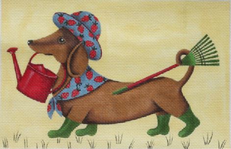 click here to view larger image of Dachshund - Spring (hand painted canvases)