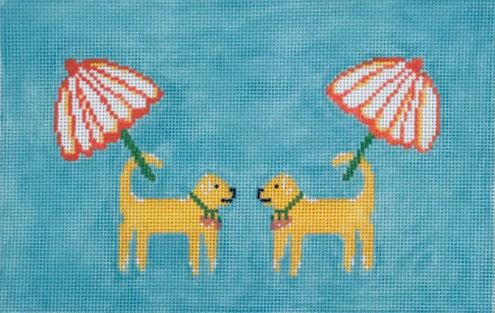 click here to view larger image of Dog and Umbrella   (hand painted canvases)