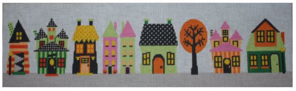 click here to view larger image of Halloween Village (hand painted canvases)