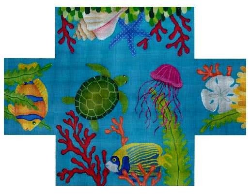 click here to view larger image of Swimming with the Fishes Brick Cover (hand painted canvases)