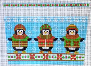 click here to view larger image of Penguin Stocking Cuff (hand painted canvases)