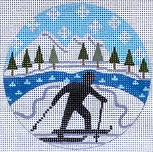 click here to view larger image of Skiing Round (hand painted canvases)