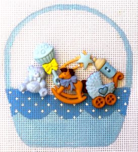 click here to view larger image of Baby Boy Basket  (hand painted canvases)