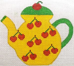 click here to view larger image of Teapot - Cherries (hand painted canvases)
