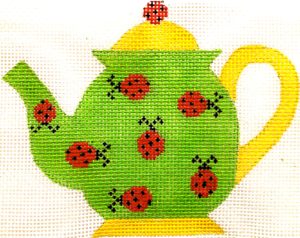 click here to view larger image of Teapot - Ladybugs (hand painted canvases)