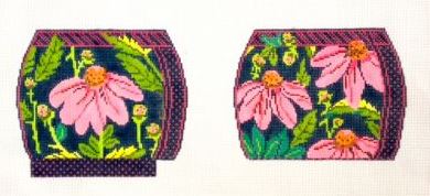 click here to view larger image of Pink Echinacea Coin Purse (hand painted canvases)