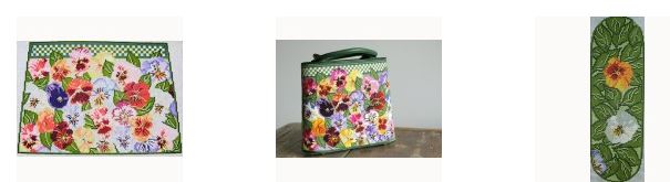 click here to view larger image of Pansy Tote - 3 Piece (hand painted canvases)