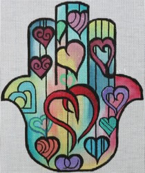 click here to view larger image of Hamsa Hearts (hand painted canvases)