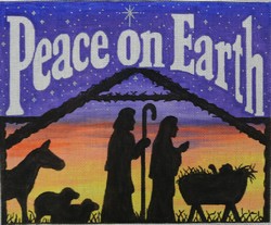click here to view larger image of Peace on Earth w/Manger Scene (hand painted canvases)