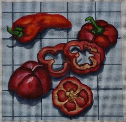 click here to view larger image of Red Peppers (hand painted canvases)