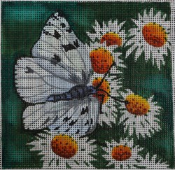 click here to view larger image of White Butterfly w/Flowers (hand painted canvases)