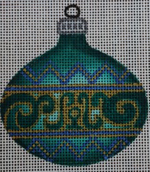 click here to view larger image of Green Ornament  (hand painted canvases)