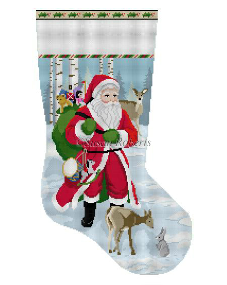 click here to view larger image of Santa w/Deer Stocking (hand painted canvases)
