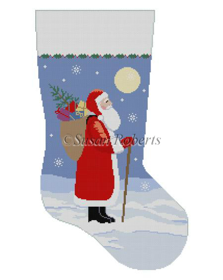 click here to view larger image of Moonlit Santa Stocking (hand painted canvases)