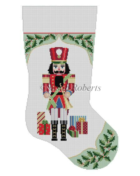 click here to view larger image of Holly Nutcracker Insert Stocking (hand painted canvases)