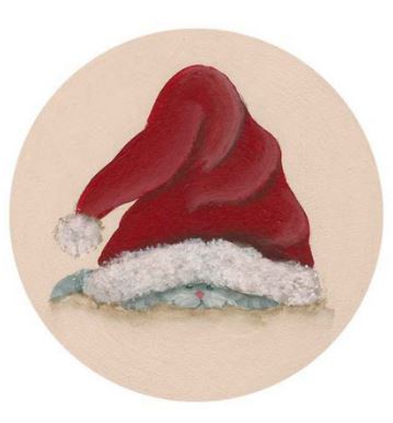 click here to view larger image of Cat Under Santa Hat (hand painted canvases)