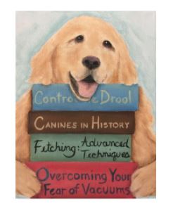 click here to view larger image of Dog w/Books (hand painted canvases)